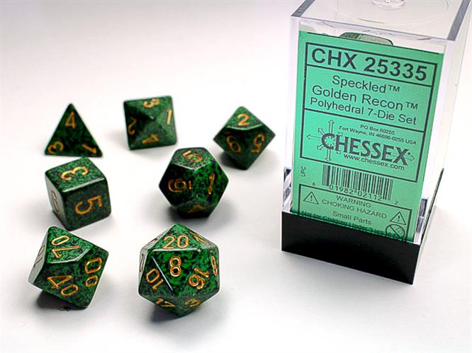 CHX 25335 - SET 7 DADI POLIEDRICI PUNTINATI - GOLDEN RECON