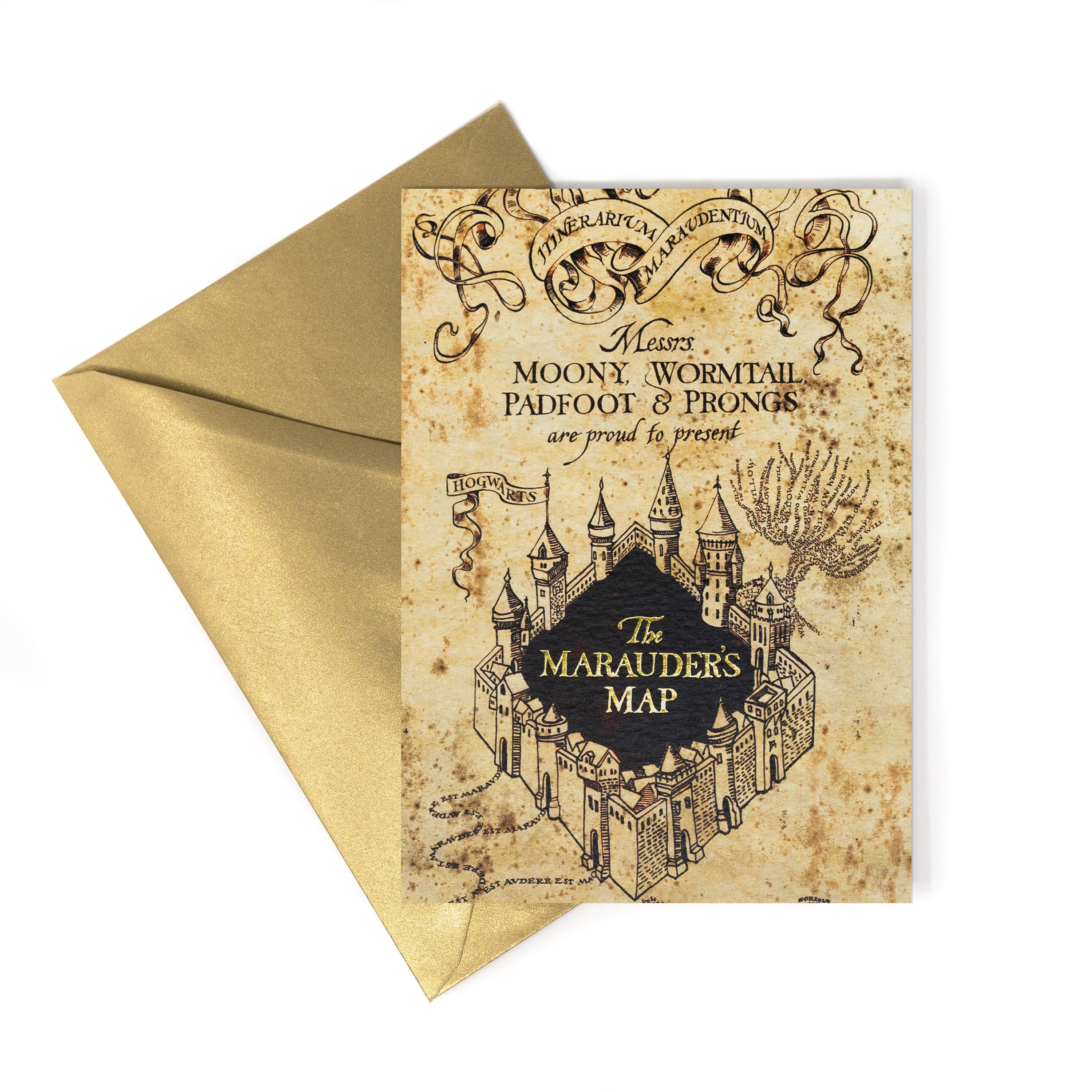 HPCARD28 - HARRY POTTER - THE MARAUDER'S MAP: COVER DESIGN FROM THE MARAUDER'S MAP - NOTECARD