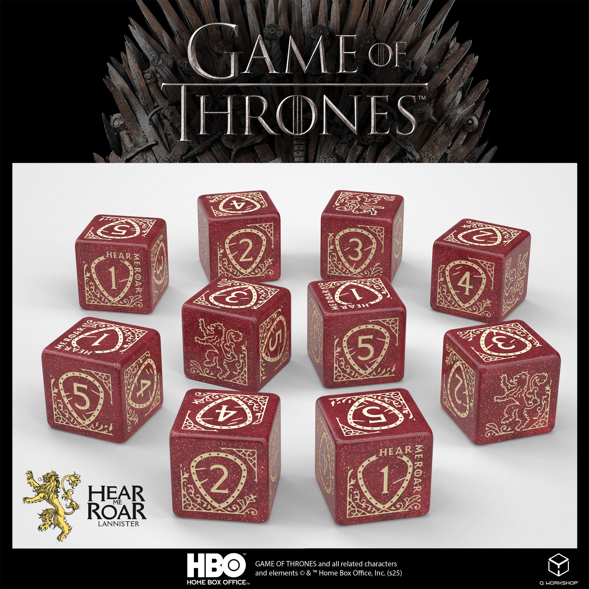 GOT/00190166/2025/2/B - SET 10 DADI - GAME OF THRONES - LANNISTER