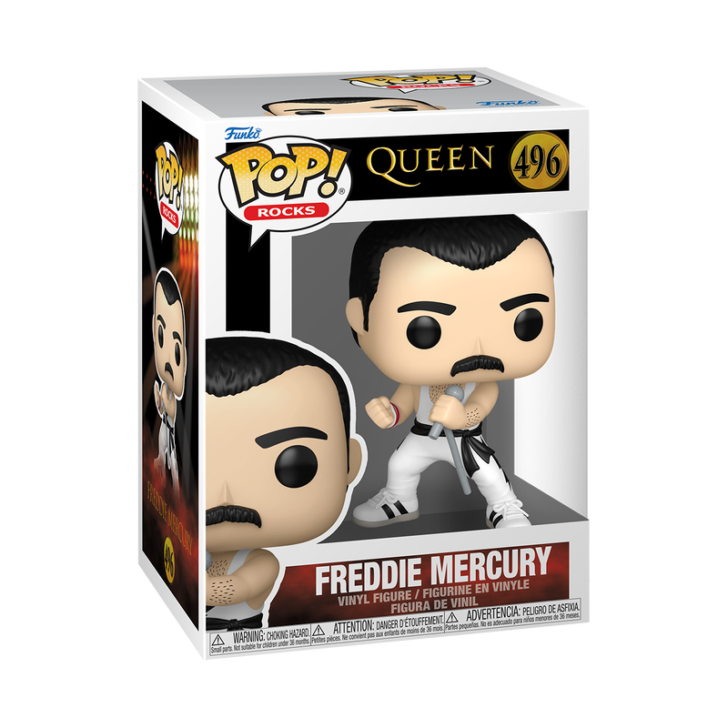 MUSIC: QUEEN S8 - POP FUNKO VINYL FIGURE 496 FREDDIE MERCURY (WITH SINGLET) 9CM