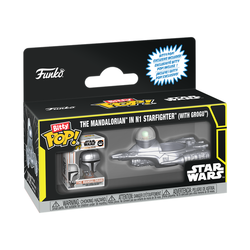 STAR WARS - POP FUNKO BITTY POP RIDE VINYL FIGURE - THE MANDALORIAN IN N1 STARFIGHTER (WITH GROGU)