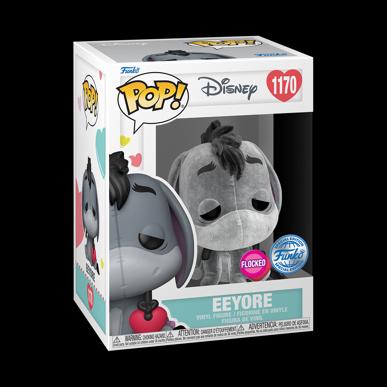 DISNEY: WINNIE THE POOH - POP FUNKO VINYL FIGURE 1170 EEYORE W/HEART (FL) 9CM