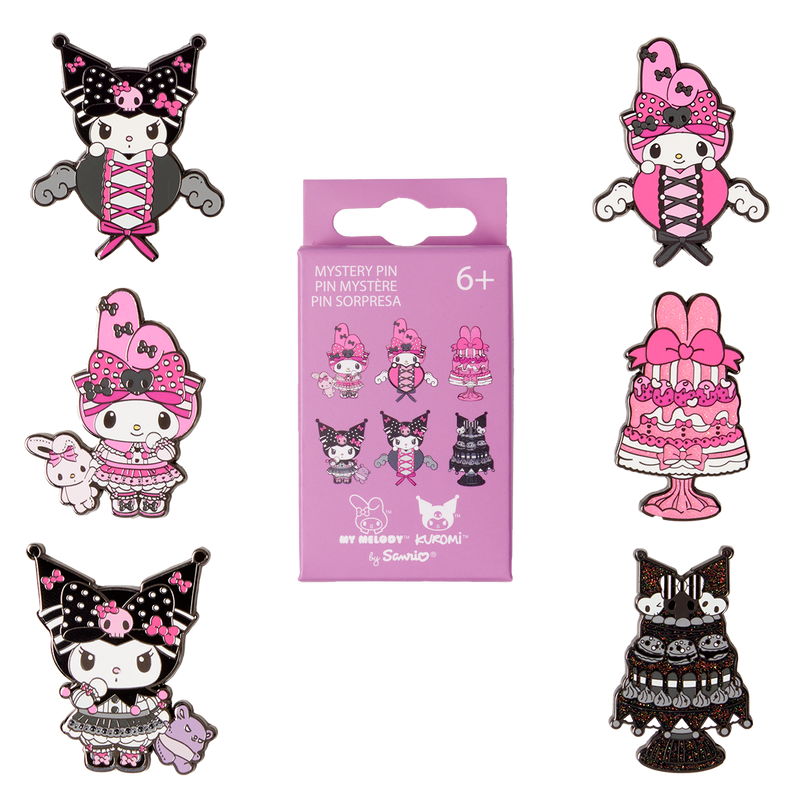 SANRIO - HELLO KITTY - BLIND BOX POP PIN ENAMEL - MY MELODY AND KUROMI 12PC - PEZZO SINGOLO