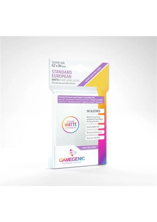 GGS10064ML - 50 STANDARD EUROPEAN SIZE BOARD GAME MATTE SLEEVES 62 X 94MM