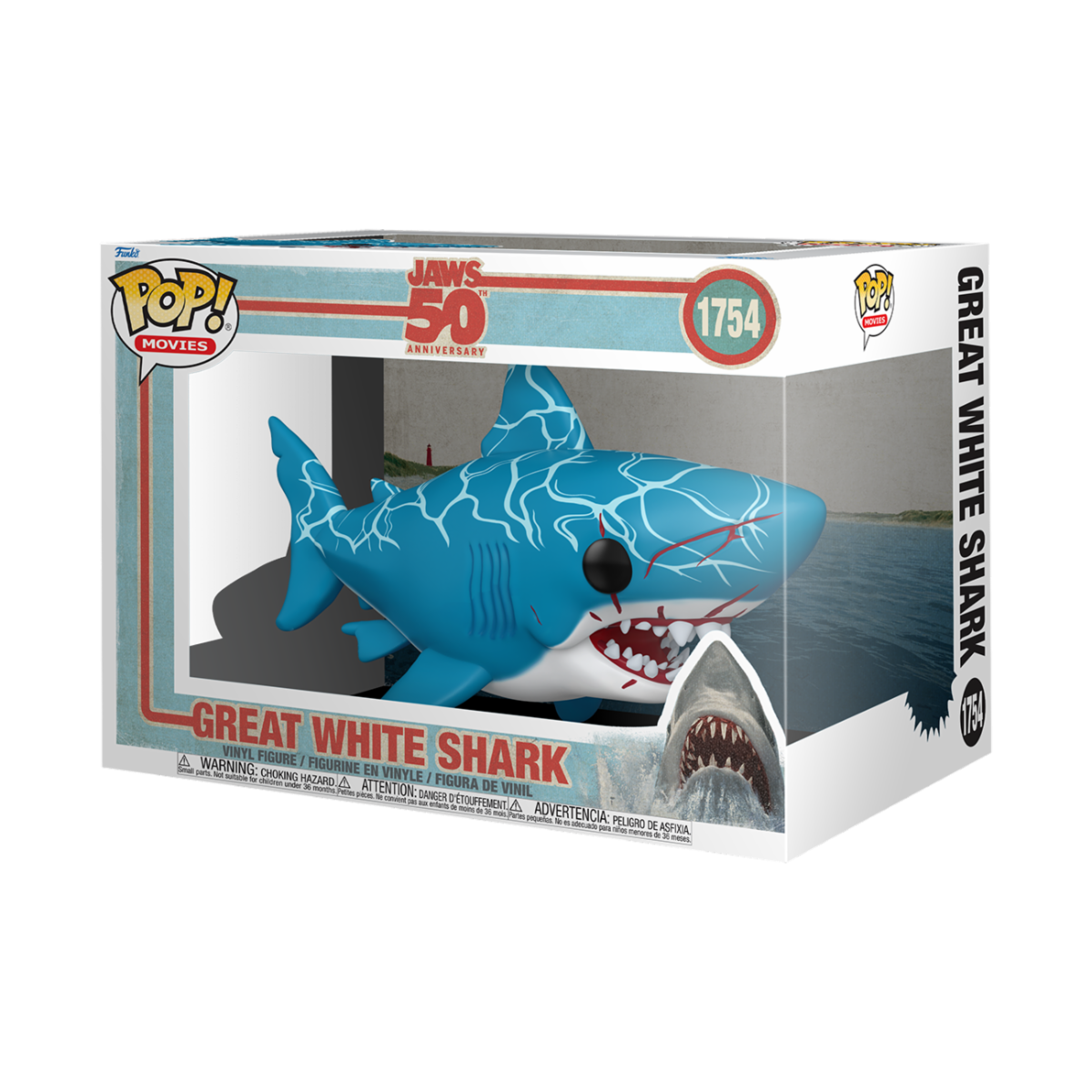 JAWS: 50TH ANNIVERSARY - POP FUNKO SUPER VINYL FIGURE 1754 GREAT WHITE SHARK 15CM