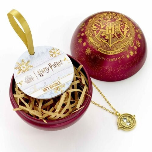 HPCB0254 - HARRY POTTER - PALLINA DI NATALE HOGWARTS - COLLANA GIRATEMPO