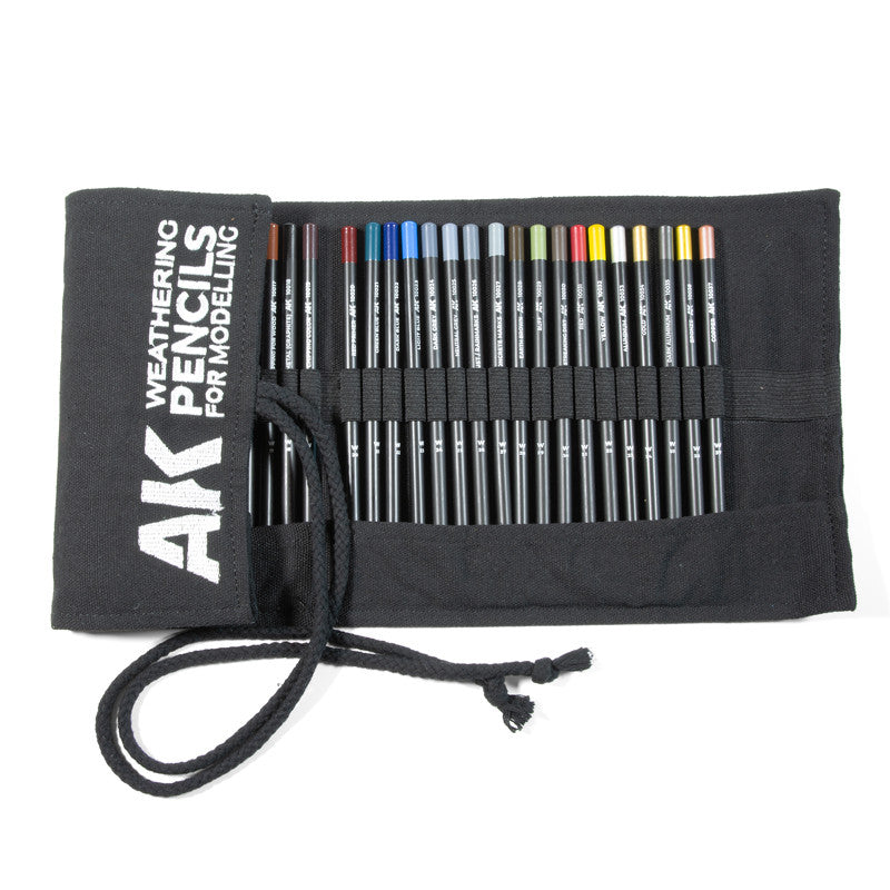 AK10048 - WEATHERING PENCILS - FULL RANGE CLOTH CASE - SET DA 37 MATITE + PORTAMATITE IN STOFFA