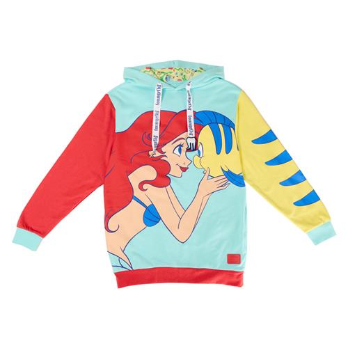 DISNEY - THE LITTLE MERMAID: 35TH ANNIVERSARY - FELPA CON CAPPUCCIO - ARIEL AND FLOUNDER 2XL