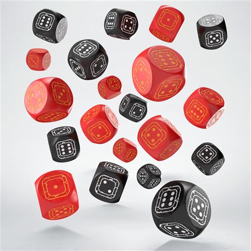 STCB04 - SET 20 DADI D6 COMPACT - FORTRESS - NERO/ROSSO