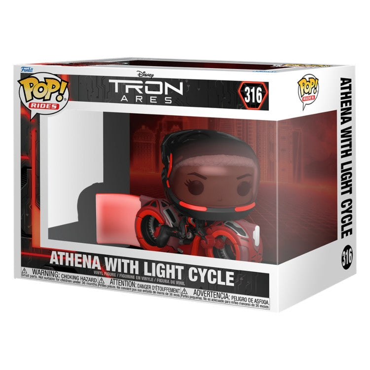 TRON: ARES - POP FUNKO RIDE VINYL FIGURE 316 ATHENA WITH LIGHT CYCLE 15CM