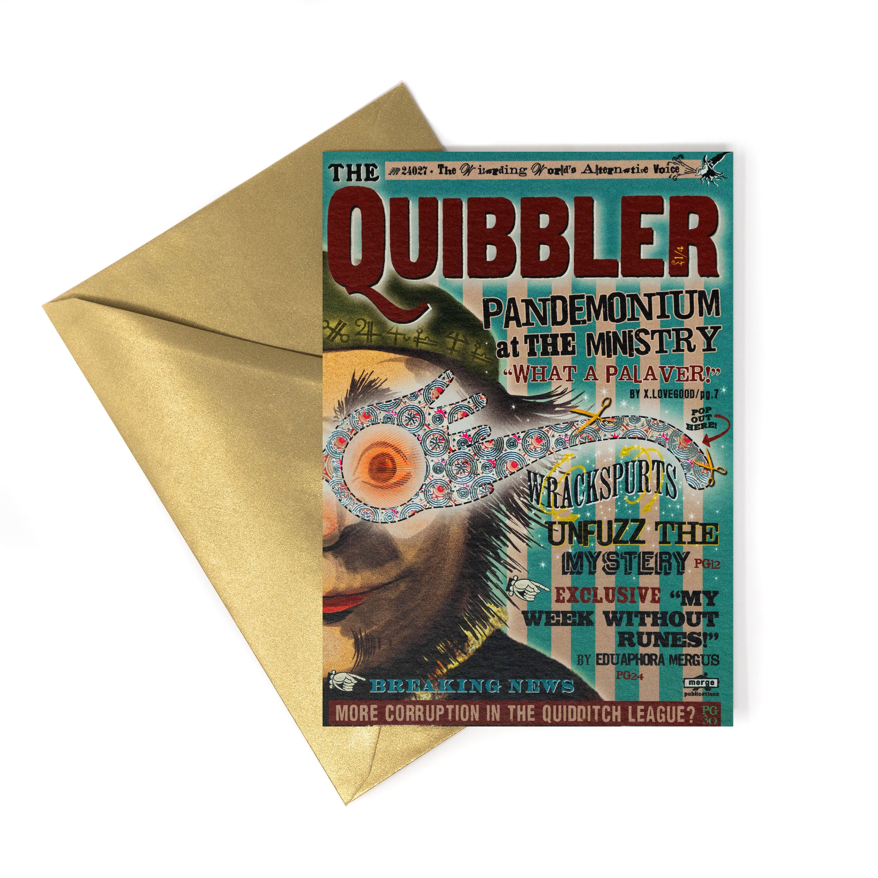HPCARD45 - HARRY POTTER - THE QUIBBLER: SPECTRESPECS ISSUE - NOTECARD