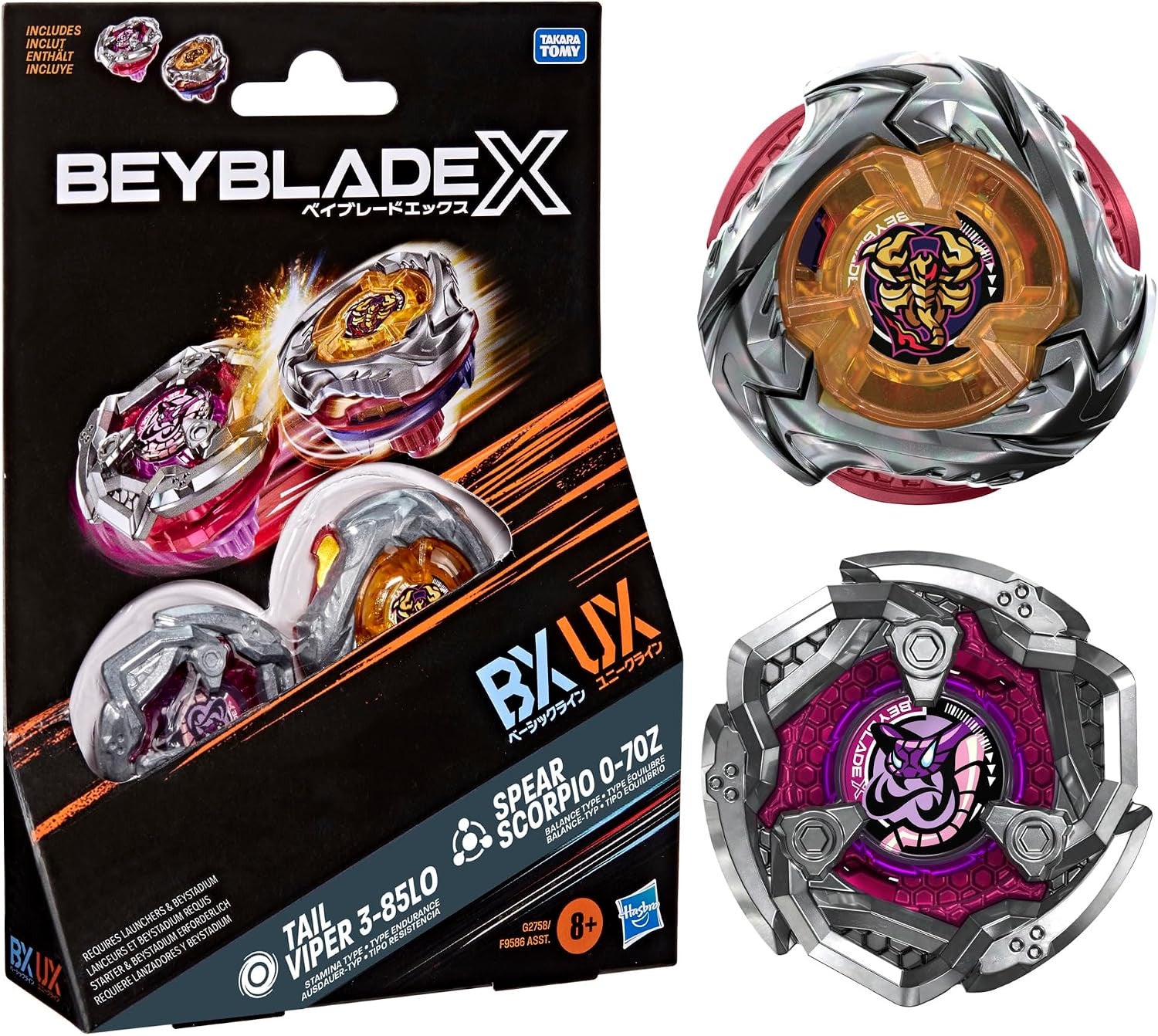 BEYBLADE-X - DUAL PACK - SPEAR SCORPIO 0-70Z & TAIL VIPER 3 85LO