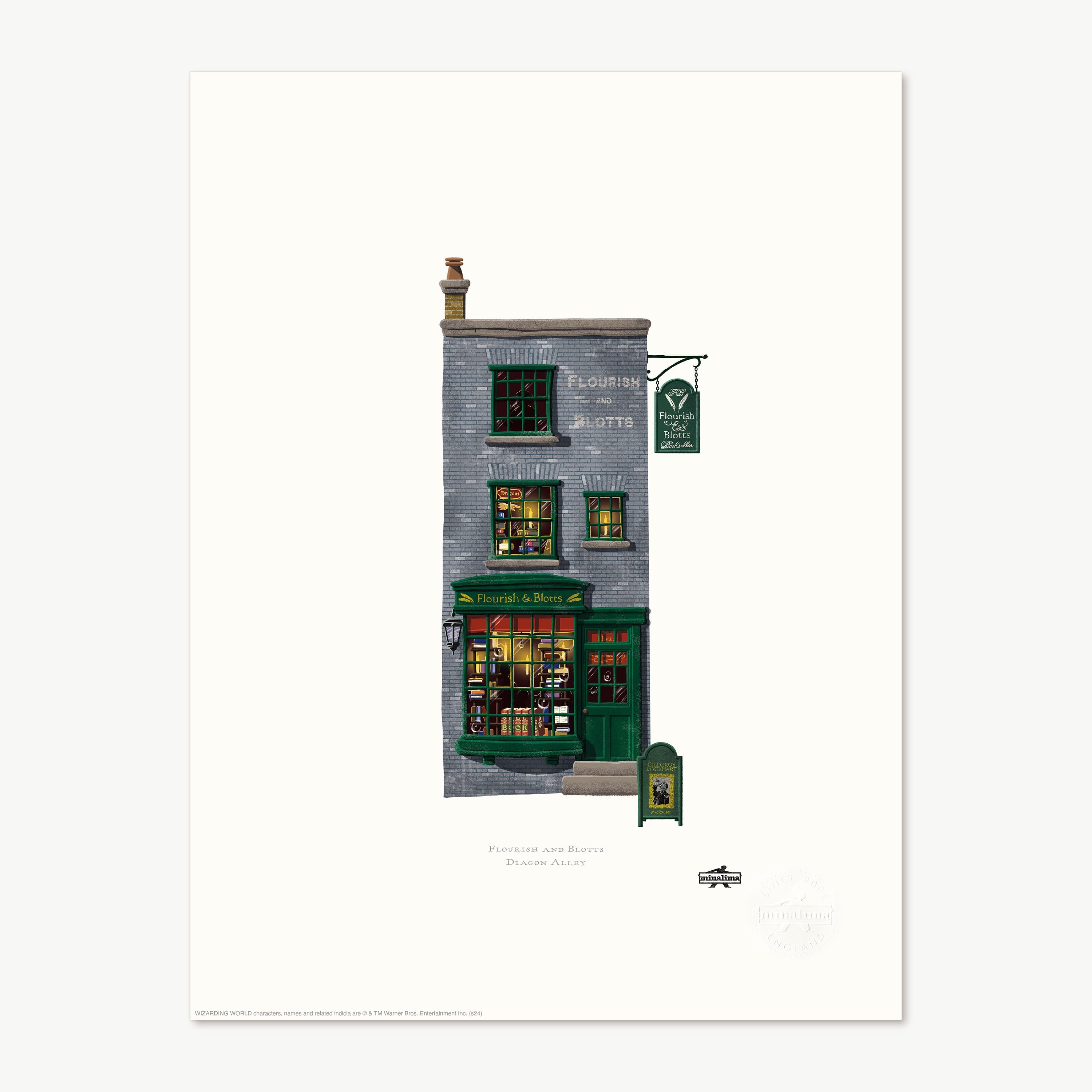 HPSBS03S - HARRY POTTER - SPELLBINDING SHOPS: FLOURISH AND BLOTTS - ART PRINT