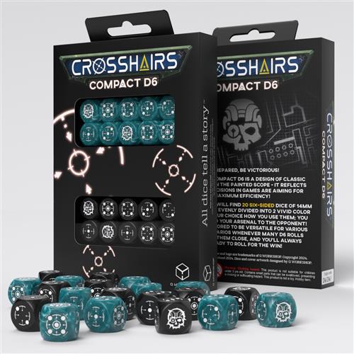 STCA04 - SET 20 DADI D6 COMPACT - CROSSHAIRS - STORMY/NERO
