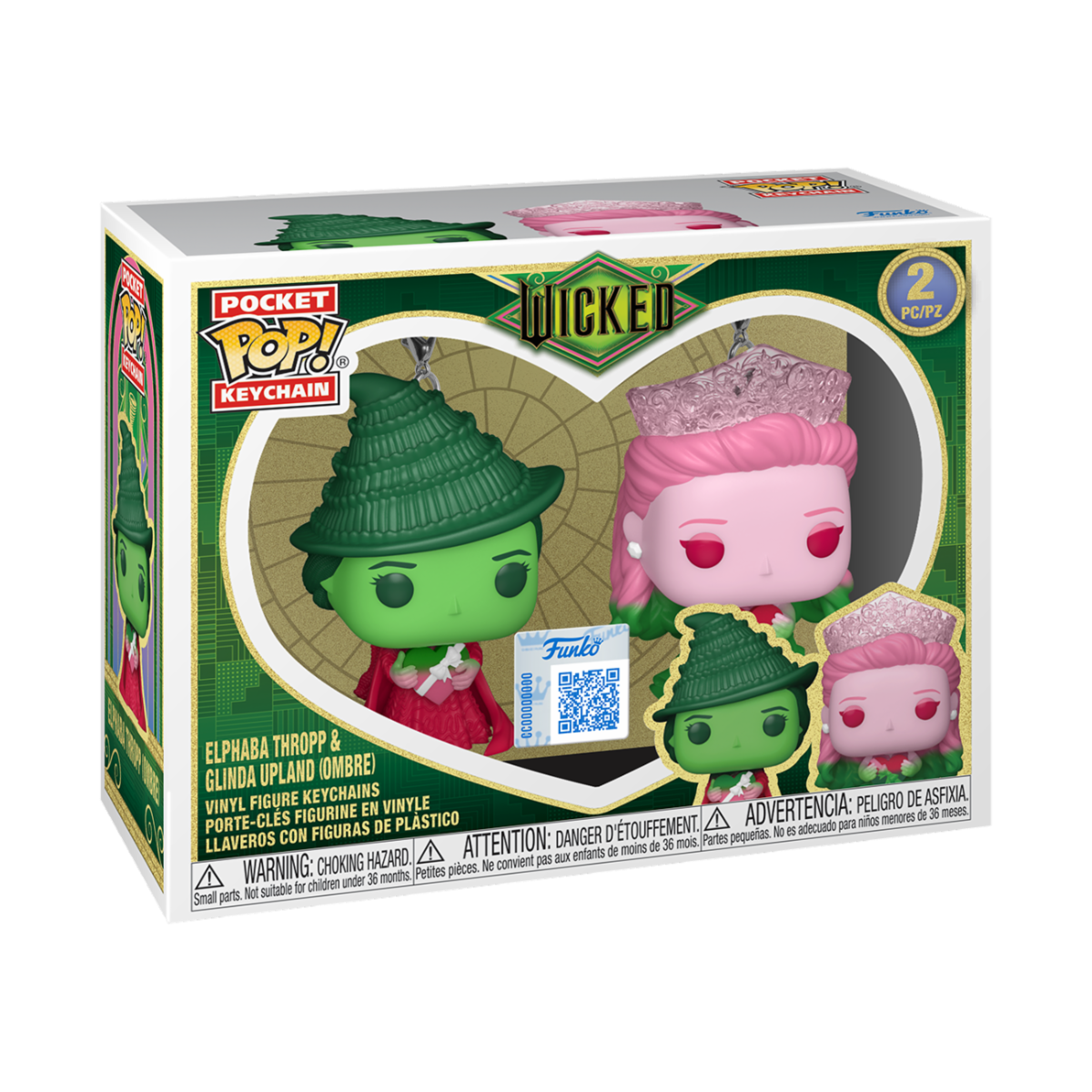 WICKED - POCKET KEYCHAIN 2-PACK ELPHABA THROPP & GLINDA UPLAND (OMBRE)