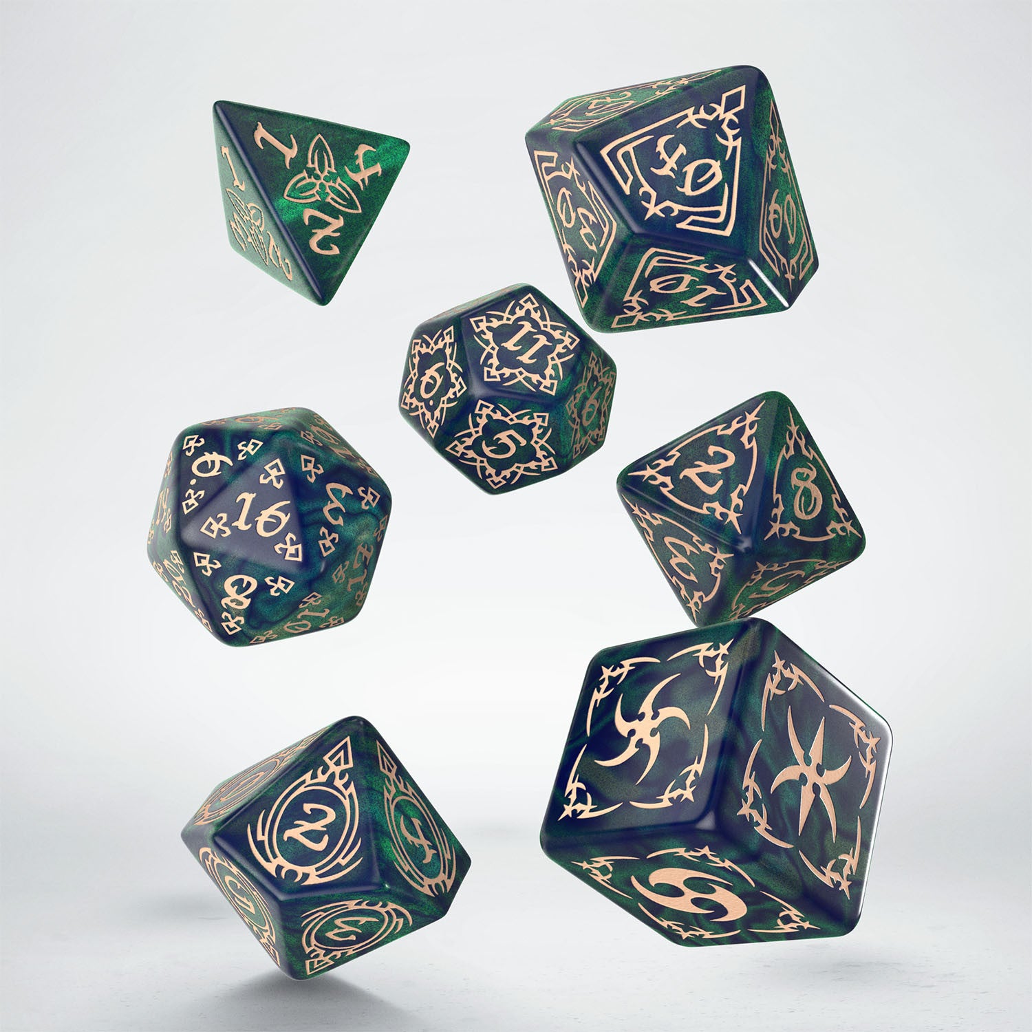 STRB02 - TRIBAL DICE SET: BLUE GREEN AND BEIGE