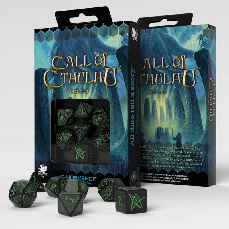 SCTH02 - SET 7 DADI - CALL OF CTHULHU NERO/VERDI