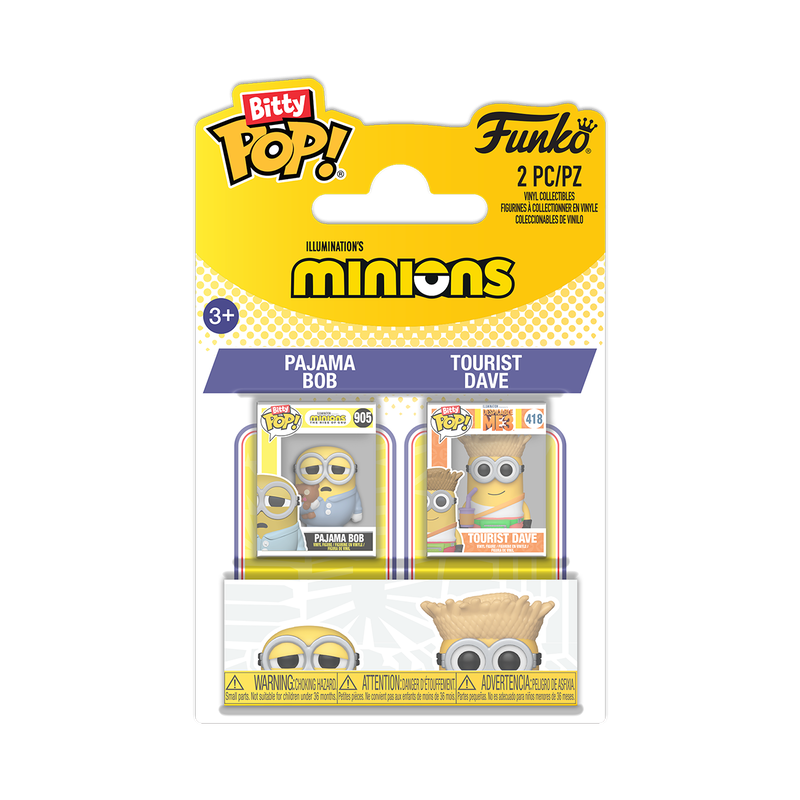 MINIONS - POP FUNKO BITTY 2-PACK VINYL FIGURE - PAJAMA BOB & TOURIST 2CM