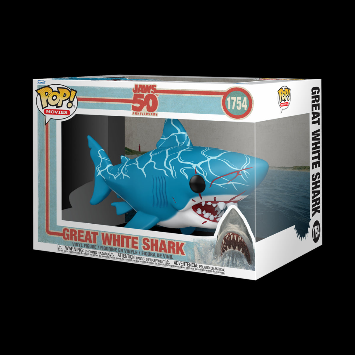 JAWS: 50TH ANNIVERSARY - POP FUNKO SUPER VINYL FIGURE 1754 GREAT WHITE SHARK 15CM