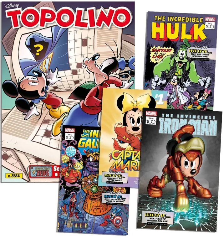 TOPOLINO 3534 + LITOGRAFIE MARVEL 1,2,3 E 4 (DI 12)