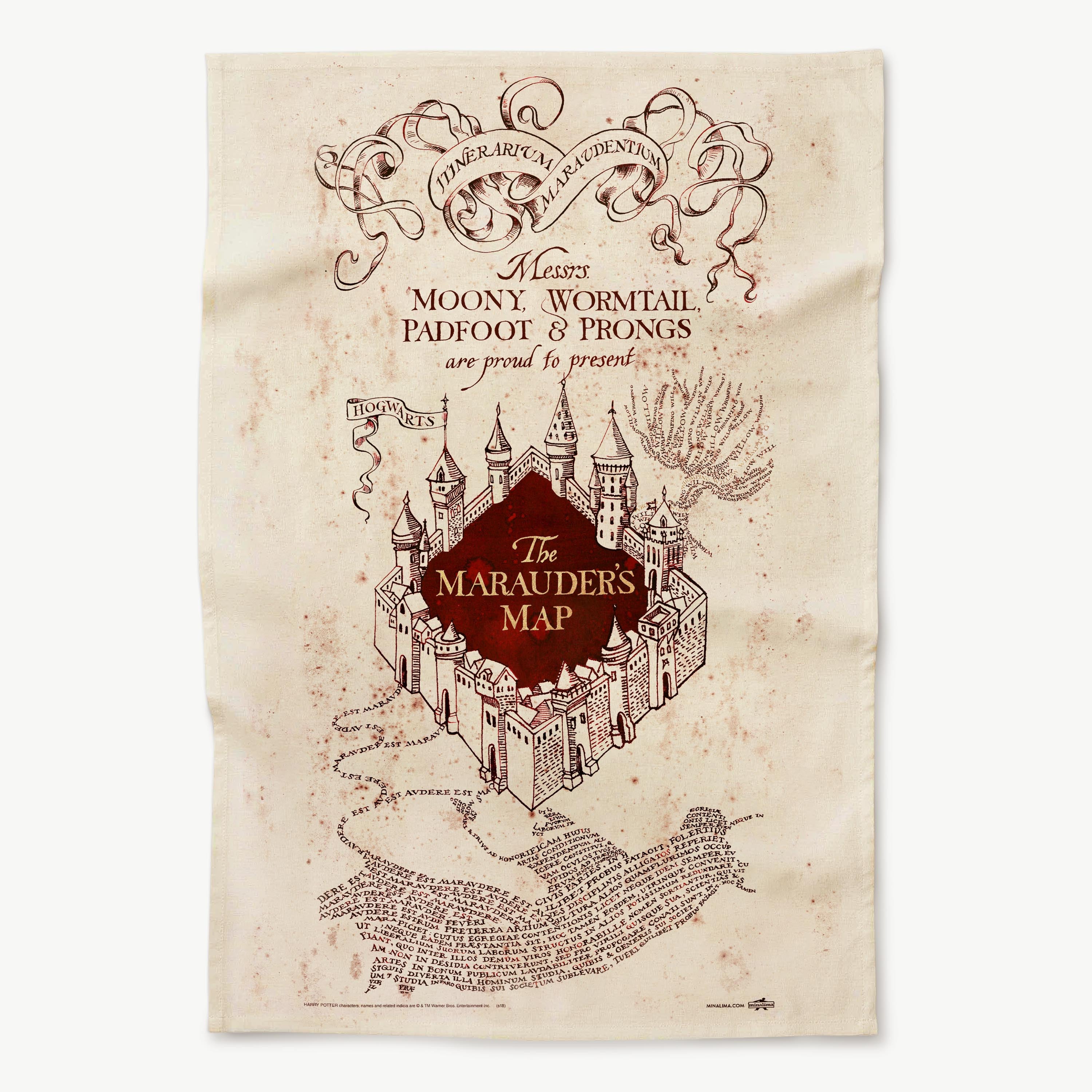 HPT01A - HARRY POTTER - THE MARAUDER'S MAP: COVER DESIGN - TEA TOWEL