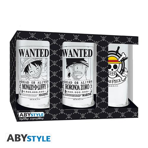 ABYVER189 - ONE PIECE - SET 3 BICCHIERI 290ML CREW