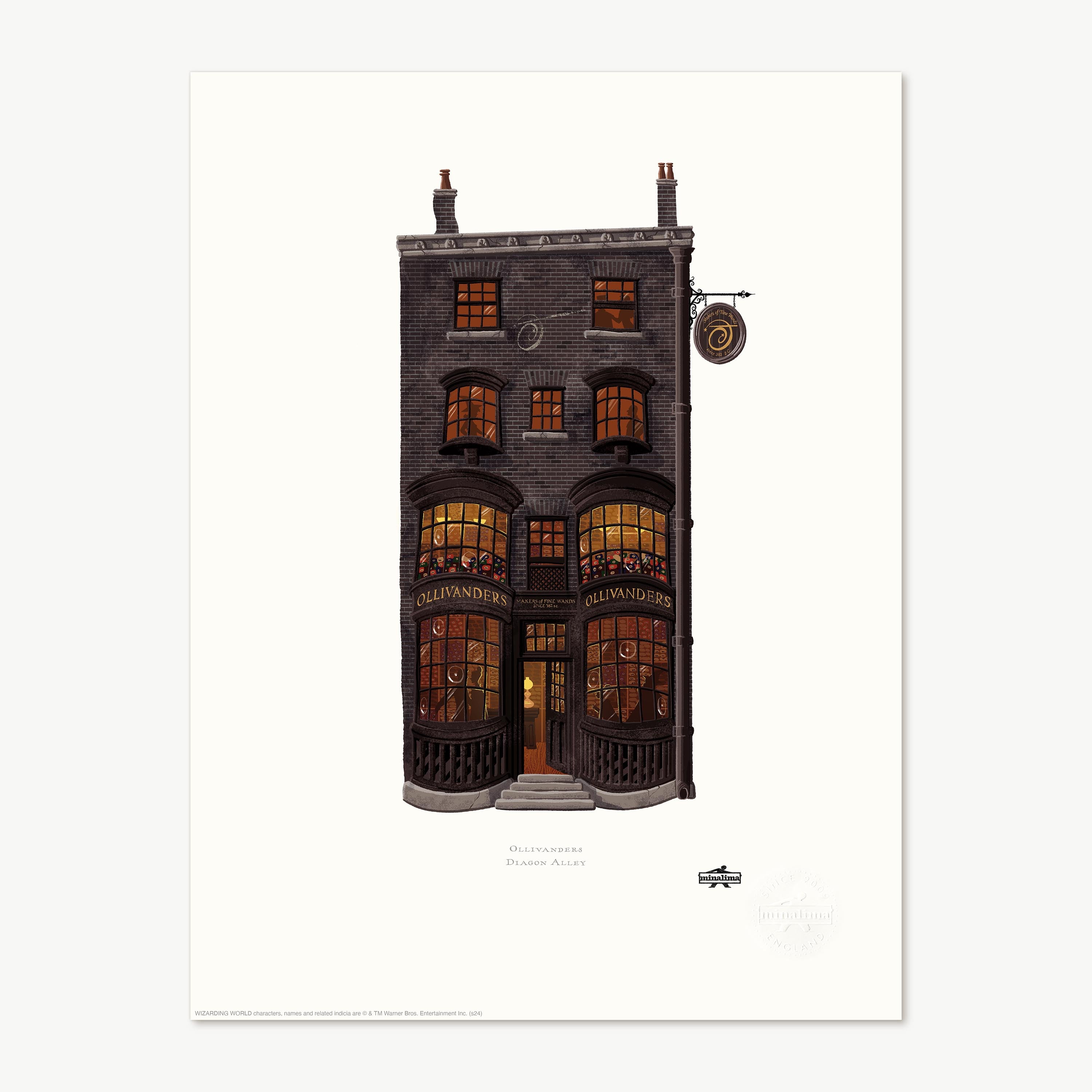 HPSBS01S - SPELLBINDING SHOPS: OLLIVANDERS - ART PRINT