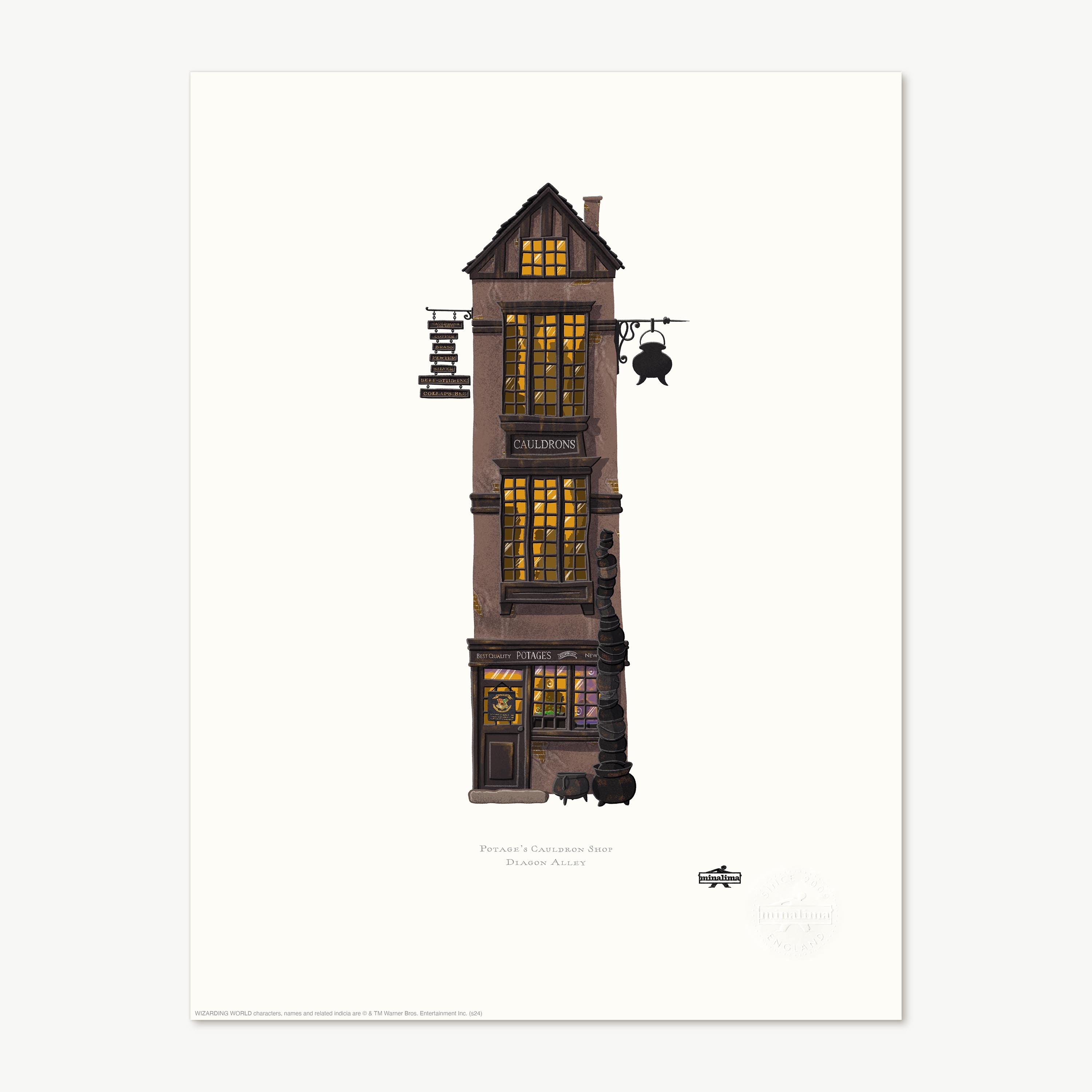 HPSBS06S - HARRY POTTER - SPELLBINDING SHOPS: POTAGE'S CAULDRON SHOP - ART PRINT