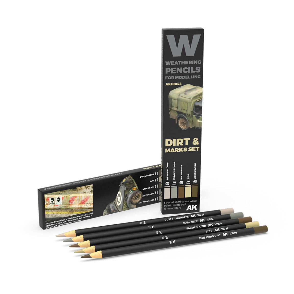AK10044 - WEATHERING PENCILS - SPLASHES, DIRT AND STAINS - SET DA 5 MATITE