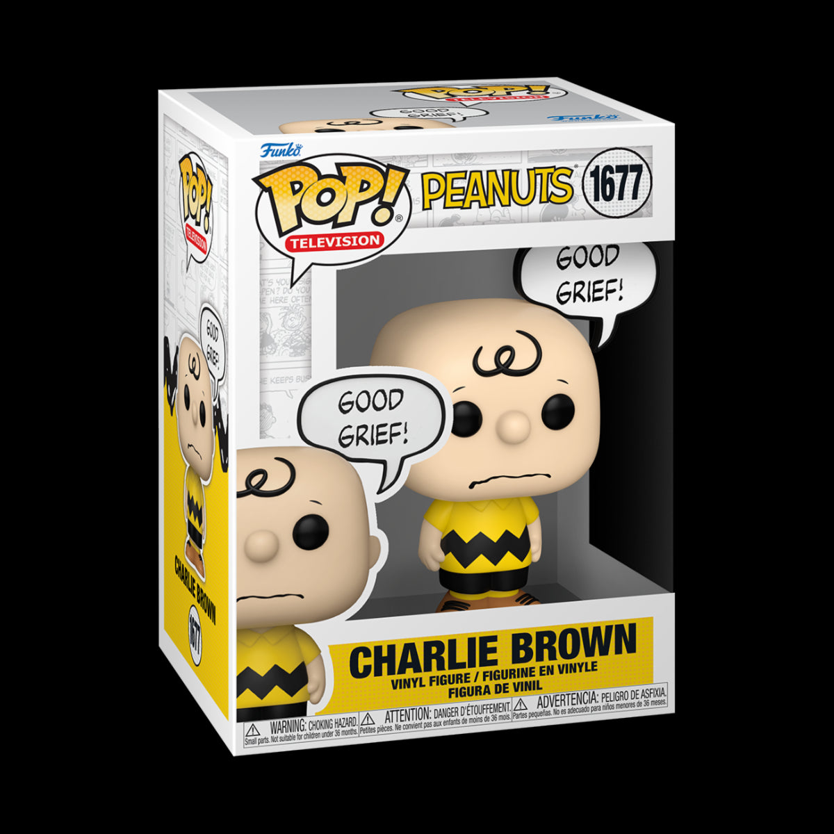 PEANUTS - POP FUNKO VINYL FIGURE 1677 CHARLIE BROWN GOOD GRIEF 9CM