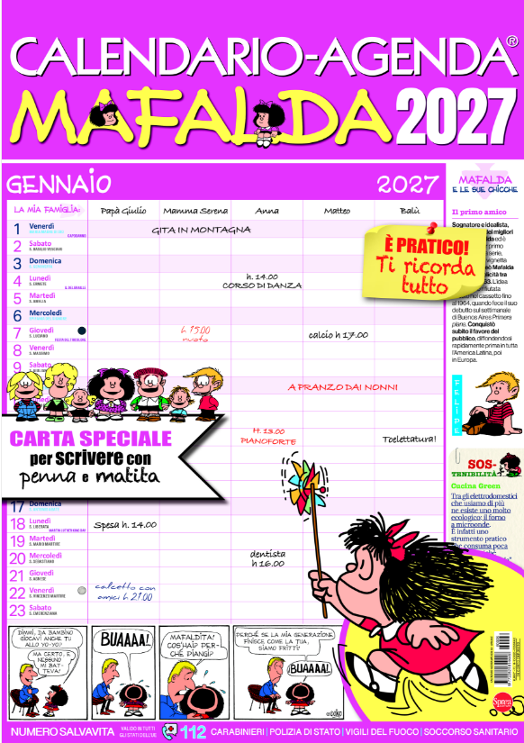 CALENDARIO 2027 - AGENDA MAFALDA