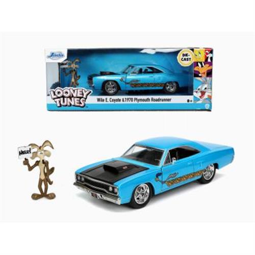 LOONEY TUNES - ROAD RUNNER PLUMOUTH DIE-CAST W/ WILLY IL COYOTE - SCALA 1:24