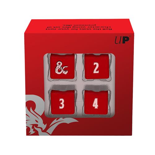 18397 - DUNGEONS & DRAGONS - HEAVY METAL RED AND WHITE D6 SET 4 PZ