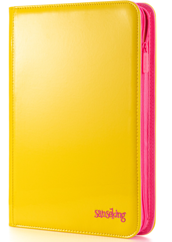 SANSEKING - 9-POCKET SIDE LOADING ZIP BINDER - LEATHER - YELLOW