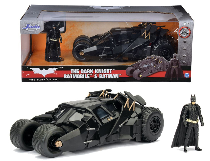 BATMAN BATMOBILE THE DARK KNIGHT DIE CAST CON PERSONAGGIO - SCALA 1:24