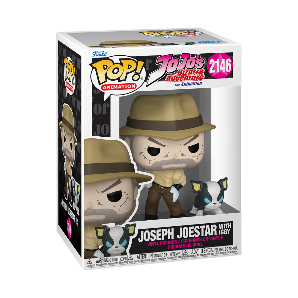 JOJO'S BIZARRE ADVENTURE - POP FUNKO VINYL FIGURE 2146 JOSEPH JOESTAR WITH IGGY 9CM
