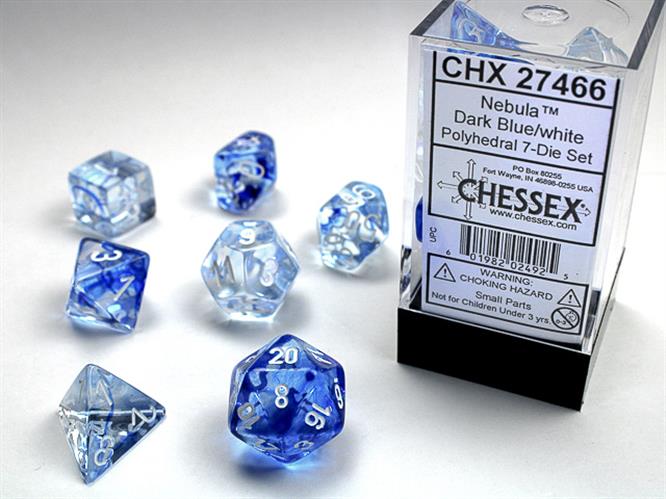 CHX 27466 - SET 7 DADI POLIEDRICI - NEBULA DARK BLUE W/WHITE