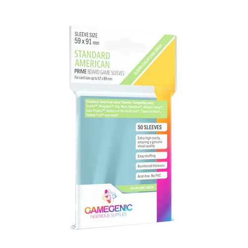 GGS10051ML - 50 STANDARD AMERICAN SIZE BOARD GAME PRIME SLEEVES 59 X 91MM
