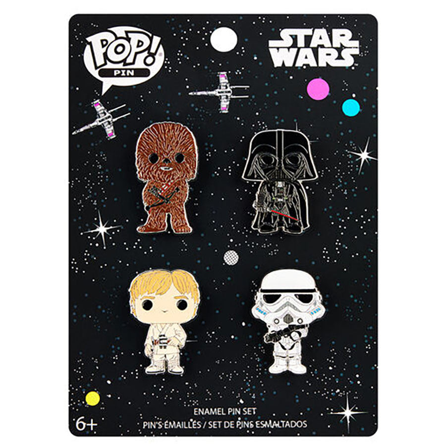 STAR WARS - POP LARGE PIN ENAMEL - 4PACK LUKE, CHEWY, DARTH VADER, STORMTROOPER