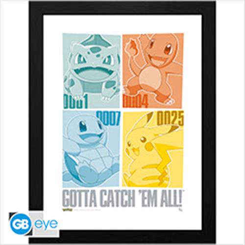 GBYDCO649 - POKEMON - FRAMED POSTER (30X40) - PIKACHU & KANTO STARTERS