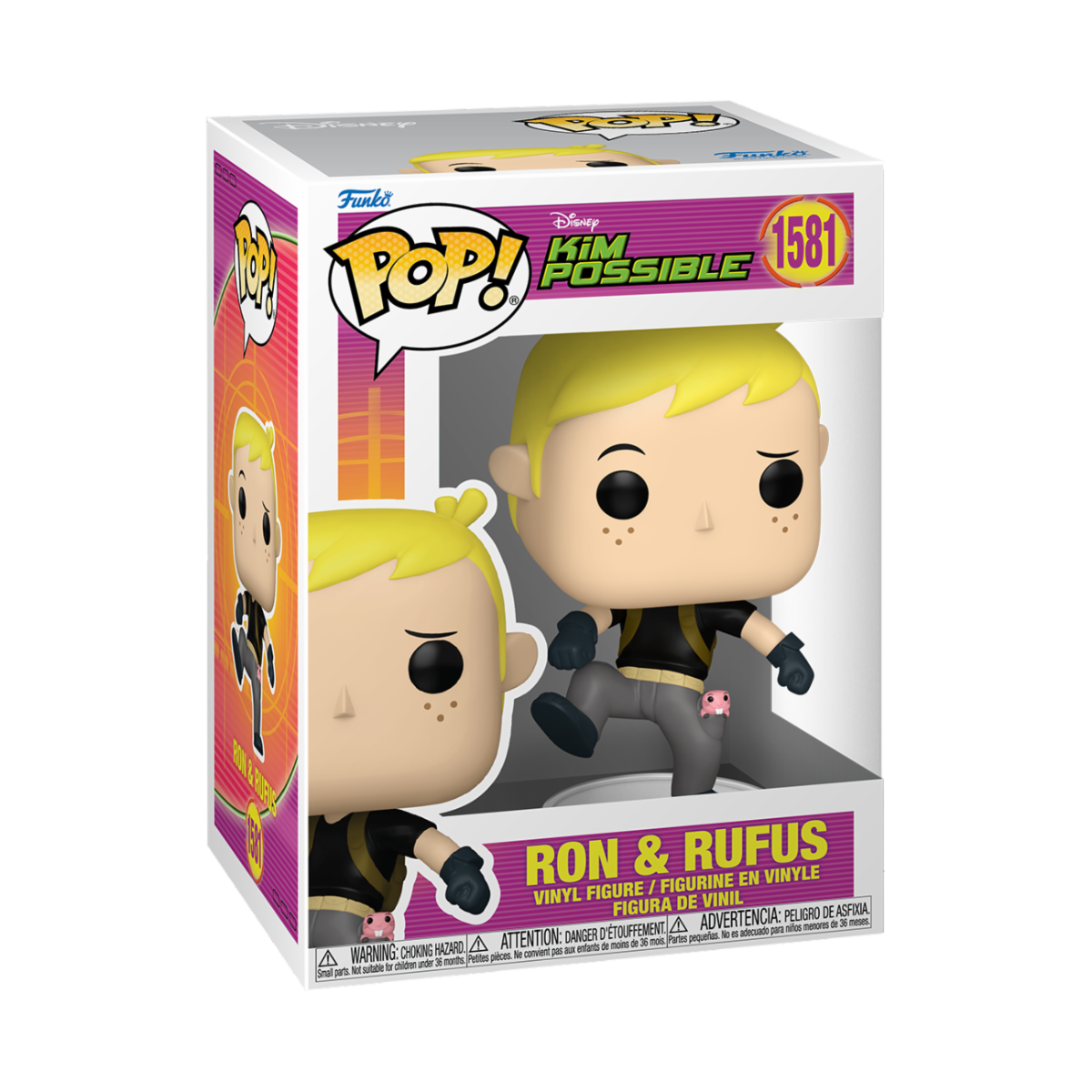KIM POSSIBLE - POP FUNKO VINYL FIGURE 1581 RON W/RUFUS 9CM - Immagine 2