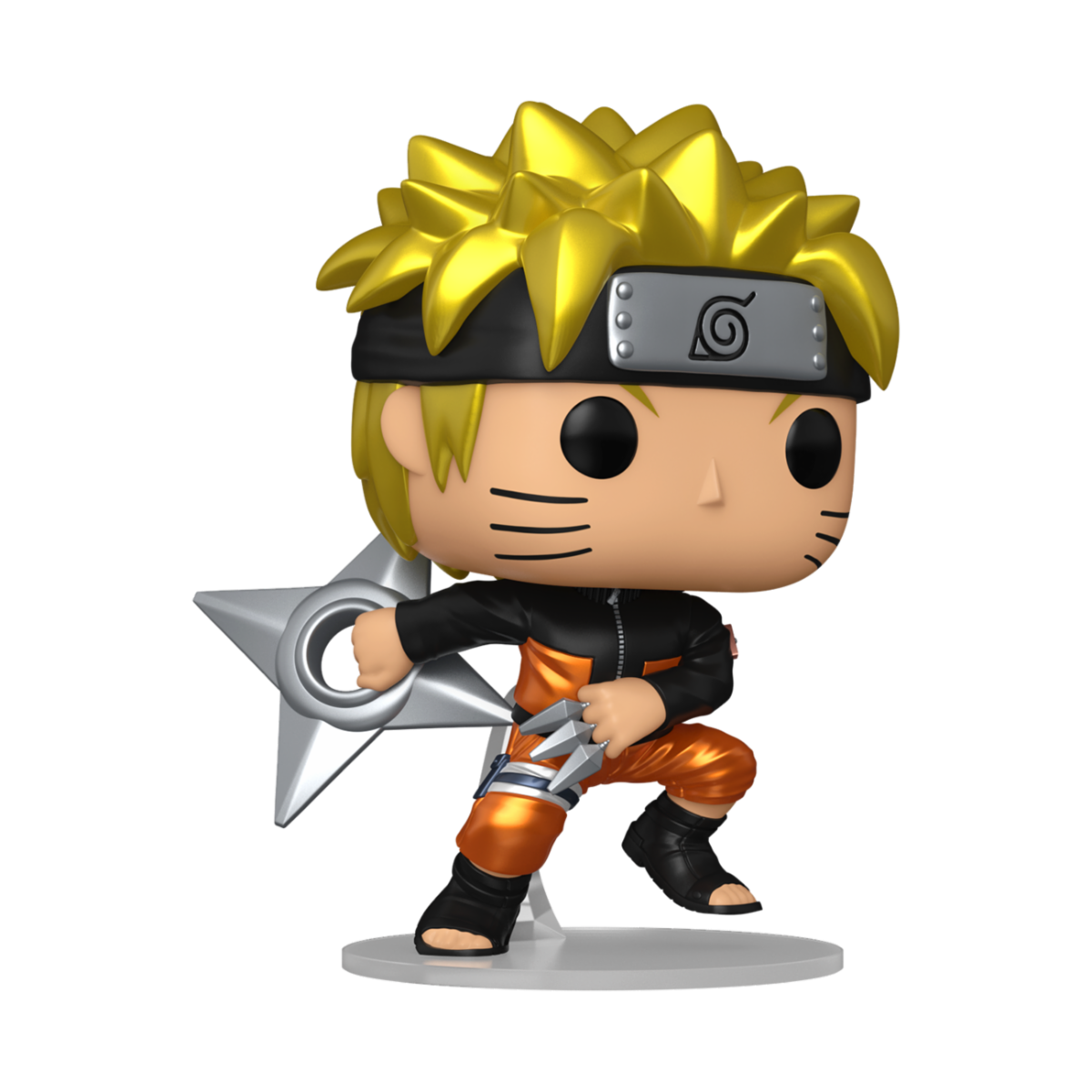 NARUTO SHIPPUDEN - POP FUNKO VINYL FIGURE 1843 NARUTO (WITH KUNAI & SHURIKEN) CHASE 9CM - Immagine 2