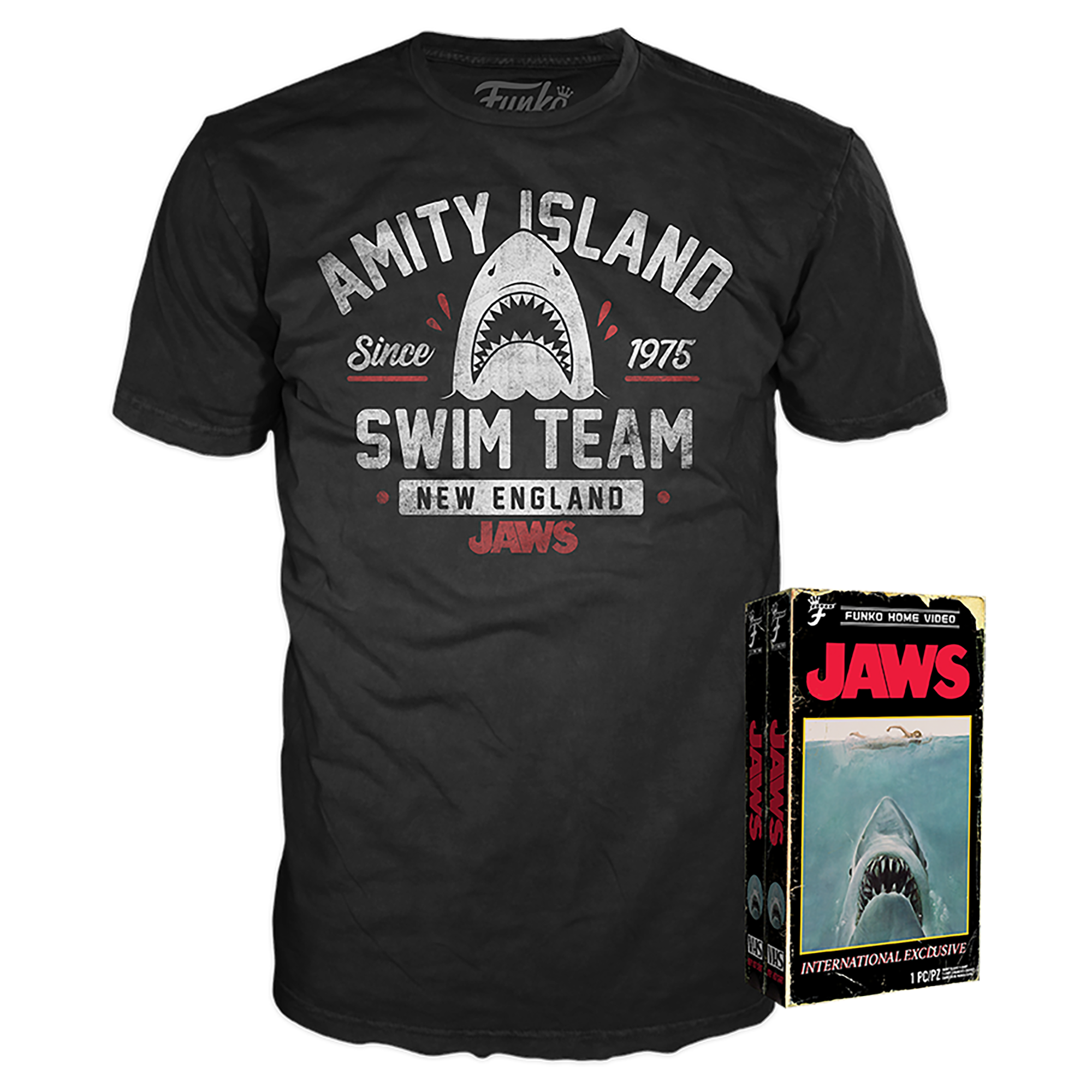 JAWS - VHS BOXED TEE - AMITY ISLAND SWIM TEAM